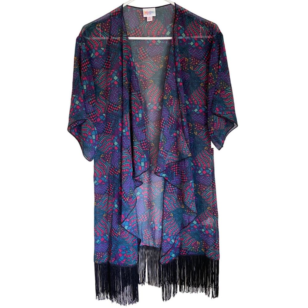 NWT Lula Roe Monroe Duster Cardigan Waterfall Front with Boho Trim